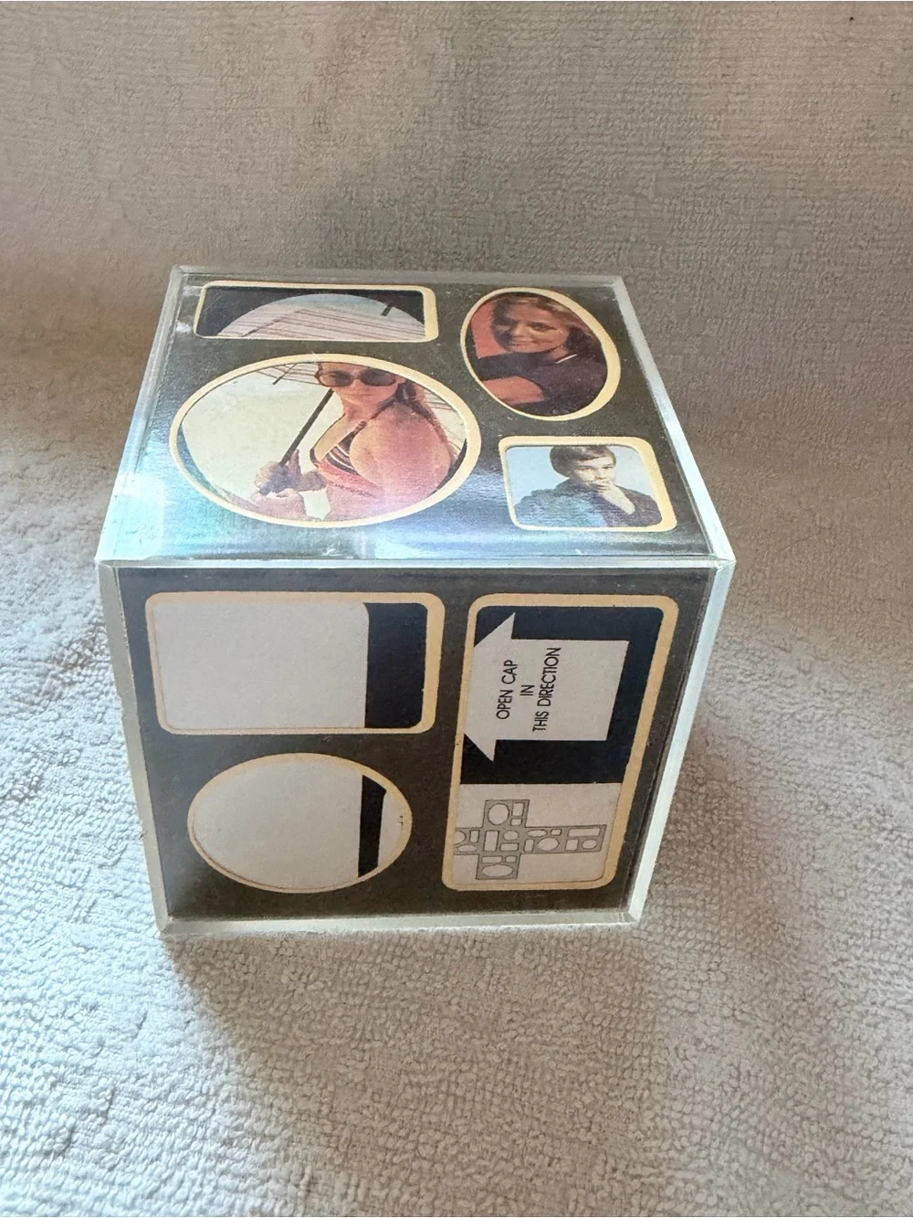 Black Decorative Photo Cube Picture Frame - Classic Black Cube